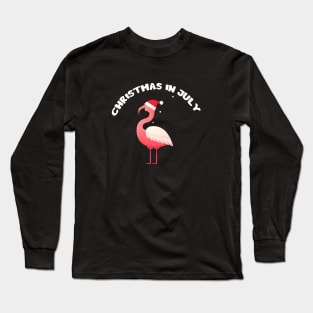 Xmas in July, Funny Flamingo Santa Tropical Christmas Long Sleeve T-Shirt